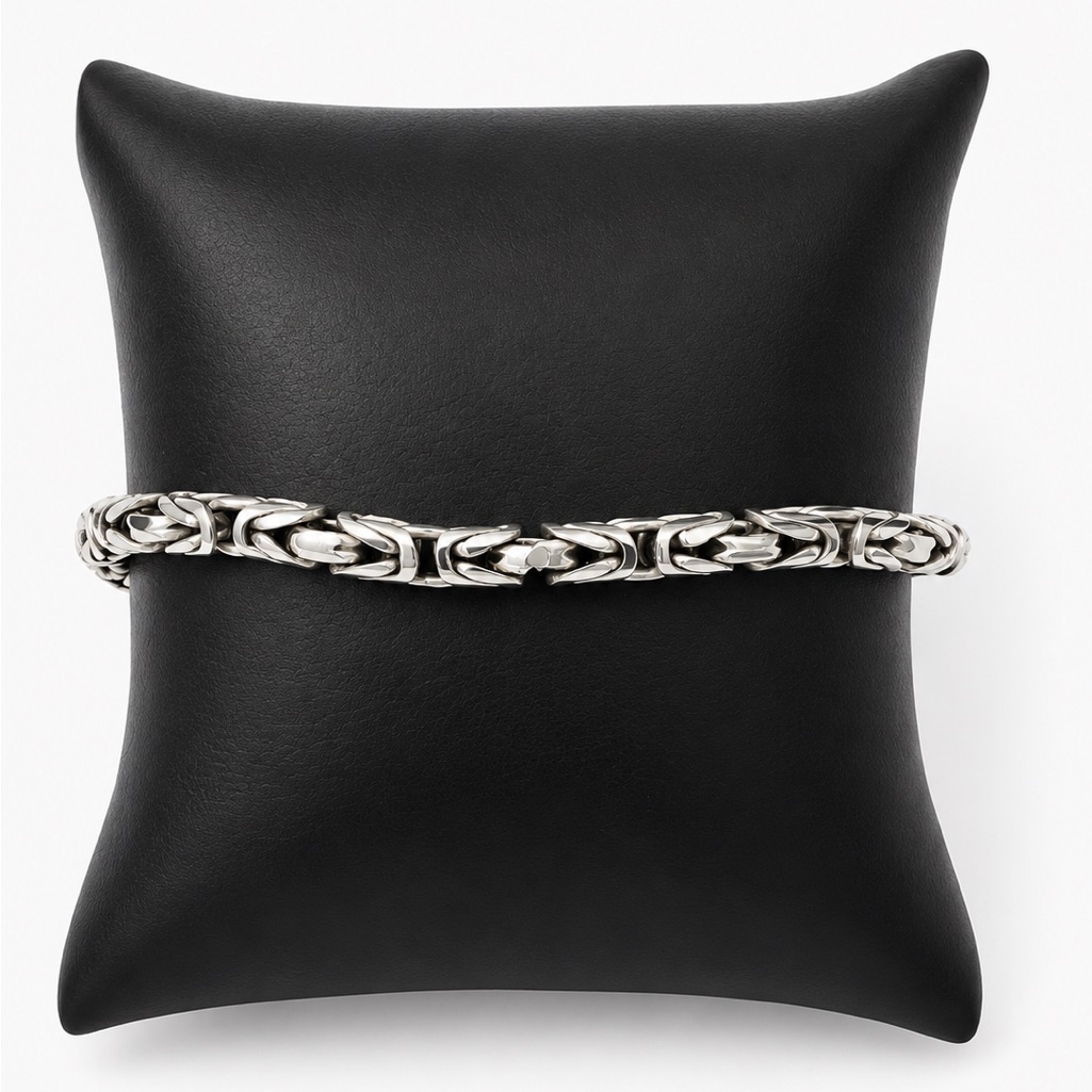 925 Sterling Silver Byzantine Chain Men’s Bracelet Size 8”